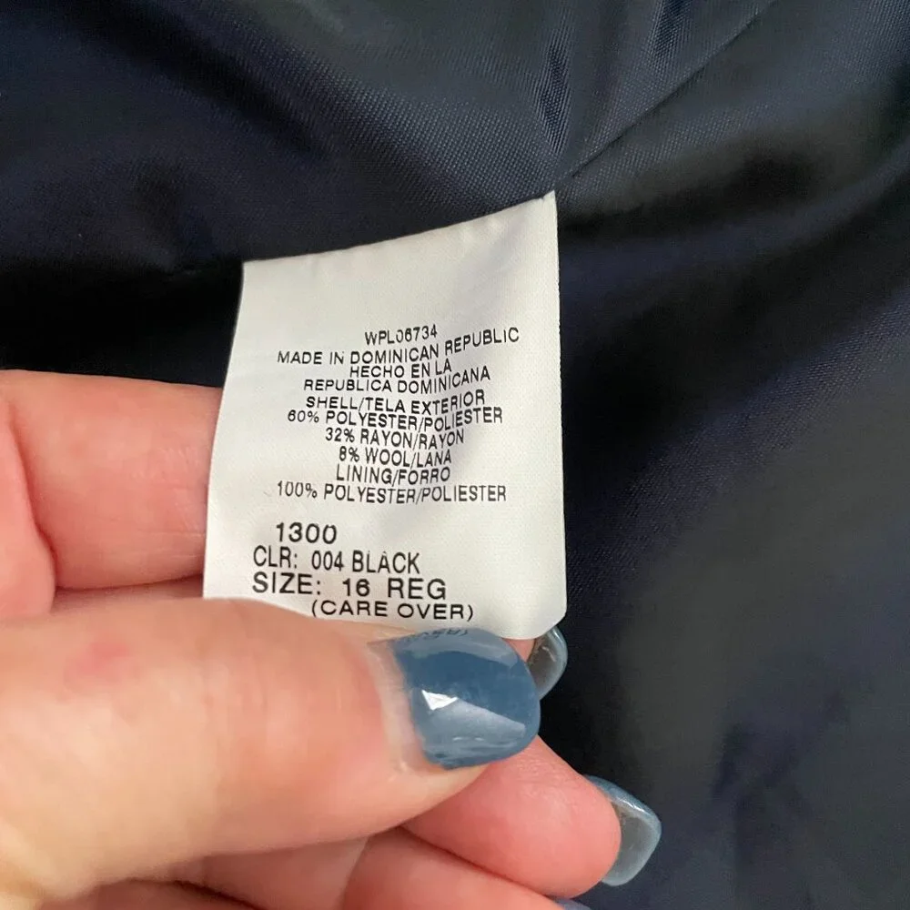 Izod Wool Single-Breasted Blazer Jacket Boys Size 16 Black Business Career - Picture 8 of 13